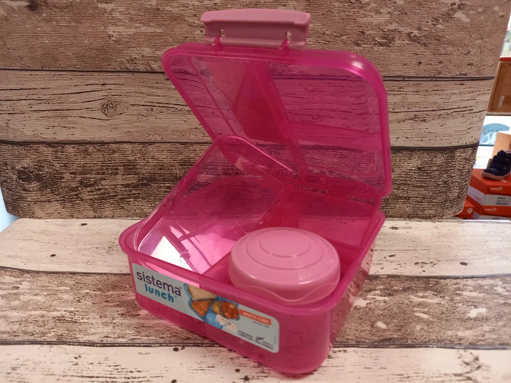 Sistema - Tříkomorová krabička s nádobou na jogurt a 2 tácky 1,25 litru - růžová 