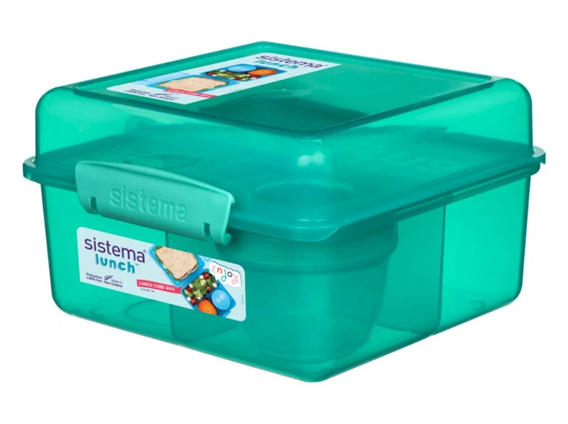 Sistema - Tříkomorová krabička s nádobou na jogurt s dvojitým víčkem 2 l - zelená
