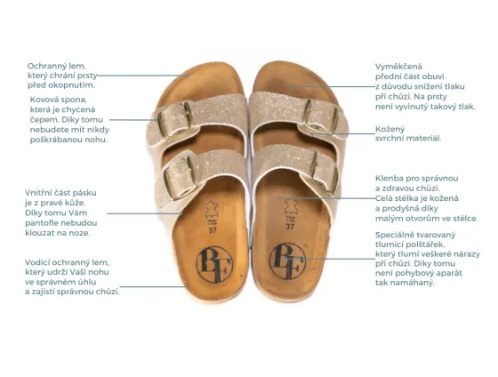  Pantofle BY2131112 - zlatá