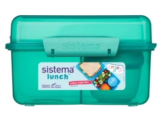 Sistema - Tříkomorová krabička s nádobou na jogurt s dvojitým víčkem 2 l - zelená